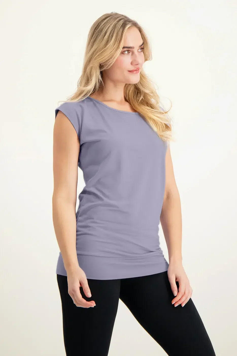 T-shirt de Yoga et Pilates couple ample Asana  - Lilas 2/5