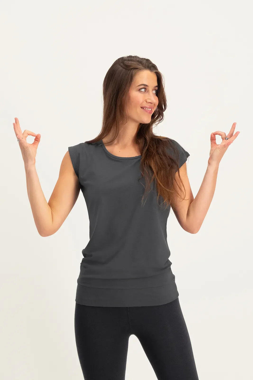 T-shirt de Yoga et Pilates couple ample Asana  - Ash 3/5