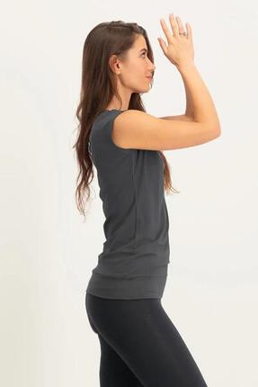 T-shirt de Yoga et Pilates couple ample Asana - Ash