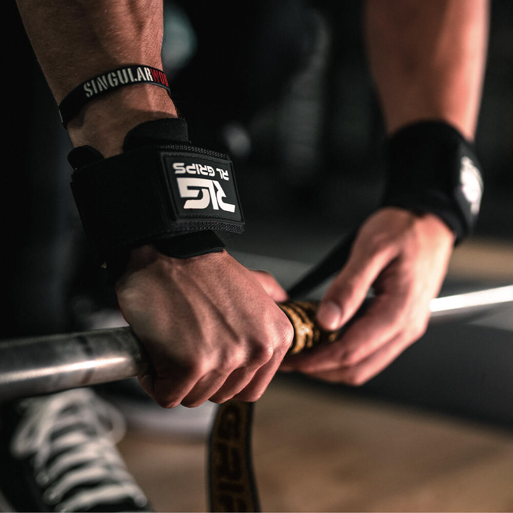 Straps de musculação. Correias de elevação RL GRIPS Amarelo com punho e grip 2/6