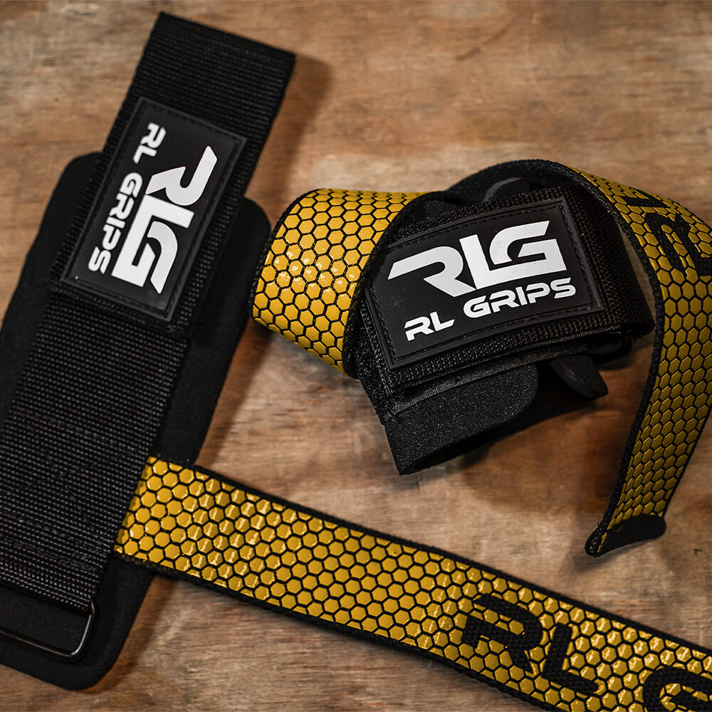 Straps de musculação. Correias de elevação RL GRIPS Amarelo com punho e grip 6/6