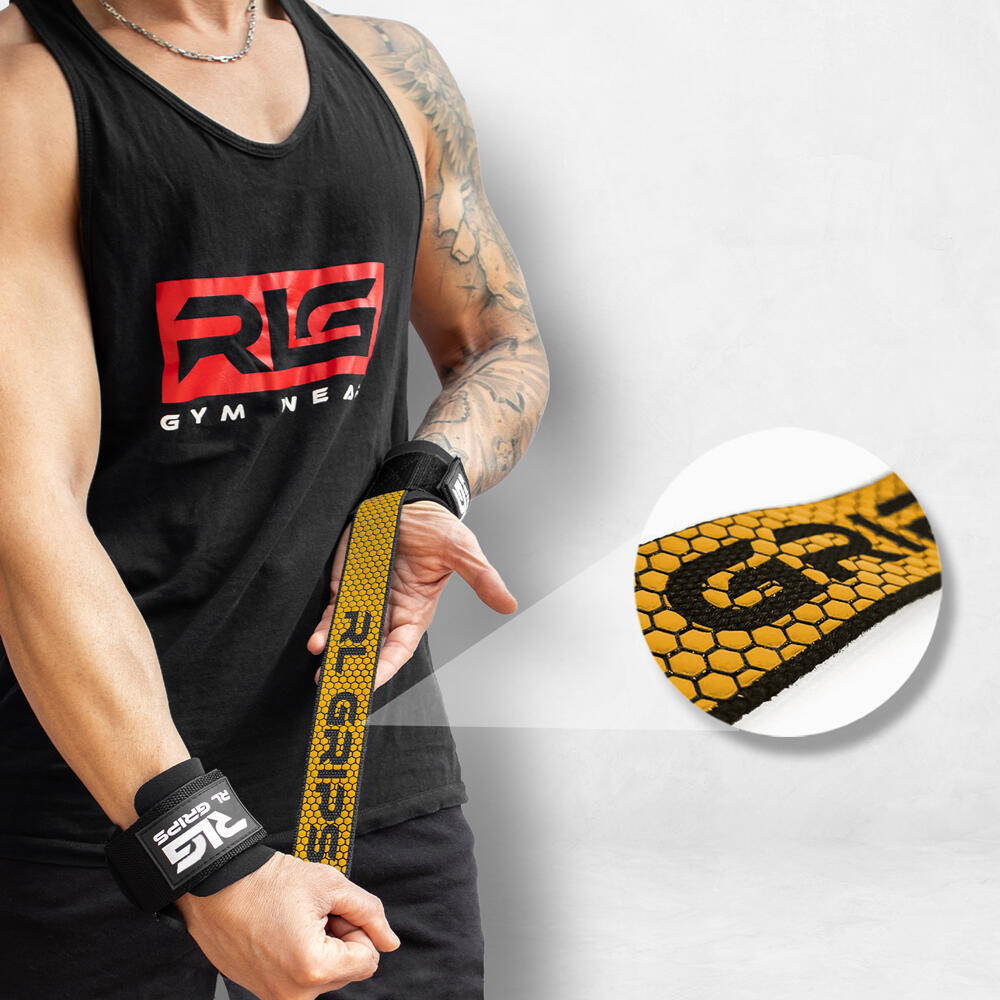 Straps de musculação. Correias de elevação RL GRIPS Amarelo com punho e grip 5/6