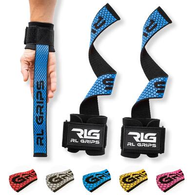 Lifting straps krachttraining gewichtheffen met polsband en antislip grip blauw