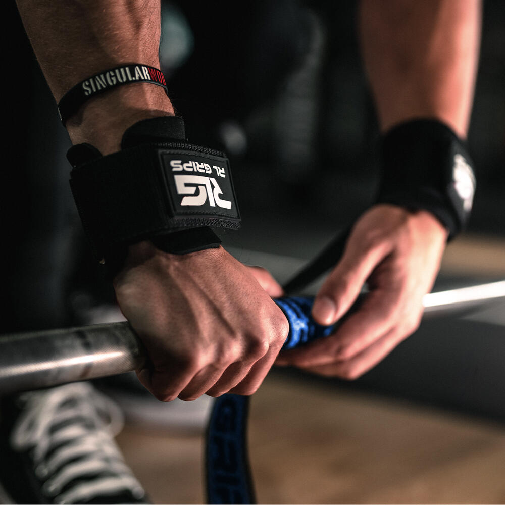Straps Musculação Munhequeira Levantamento de Pesos Grip Antiderrapante Azul 2/6