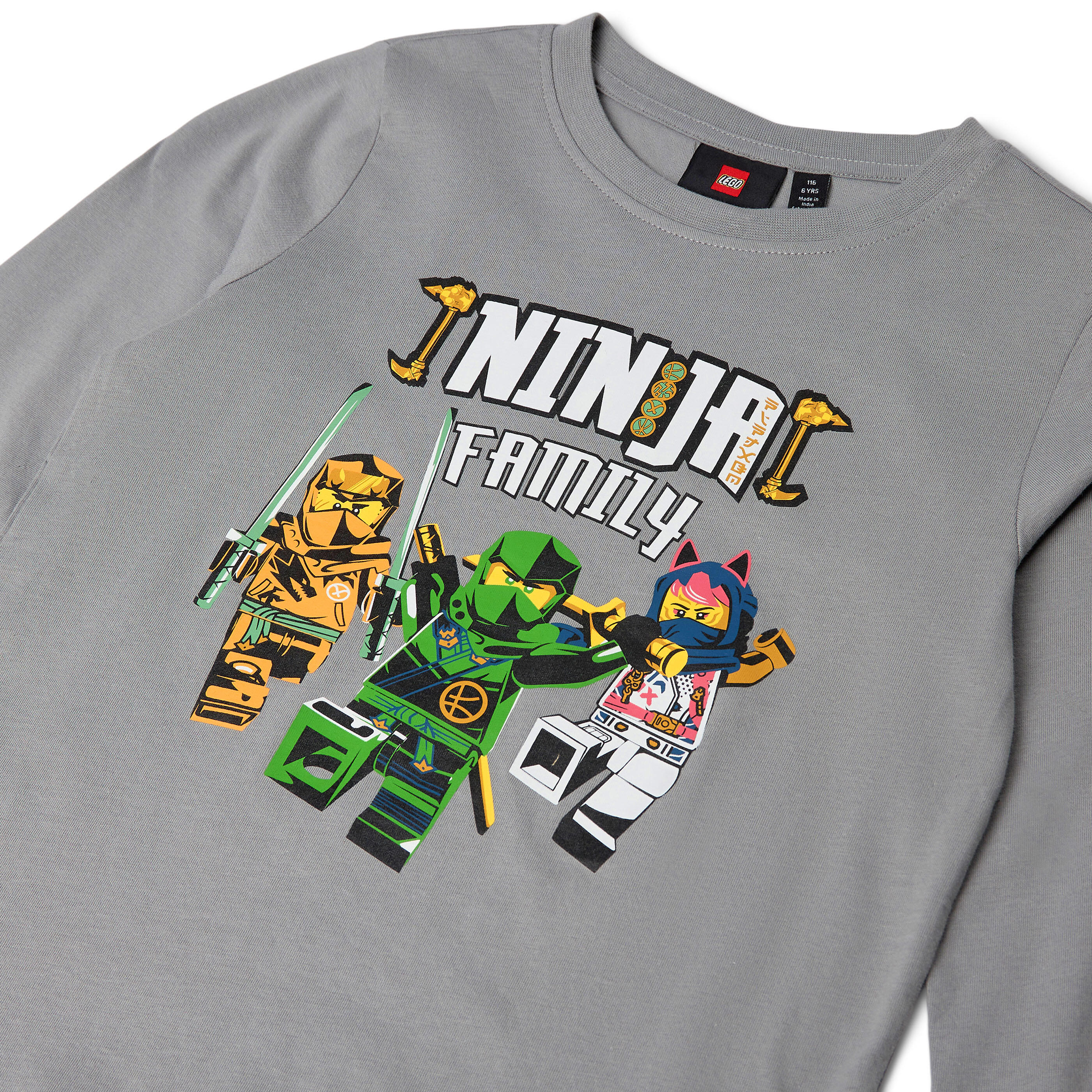 Koszulka z Długim Rękawem Dziecięca LEGO NINJAGO Tano 203 Szara 3/4