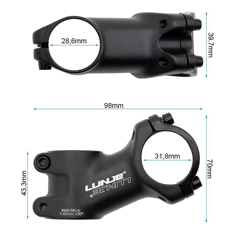 Potencia para manillares de 31,8mm EWPM-004 con elevación de 35º 3/4