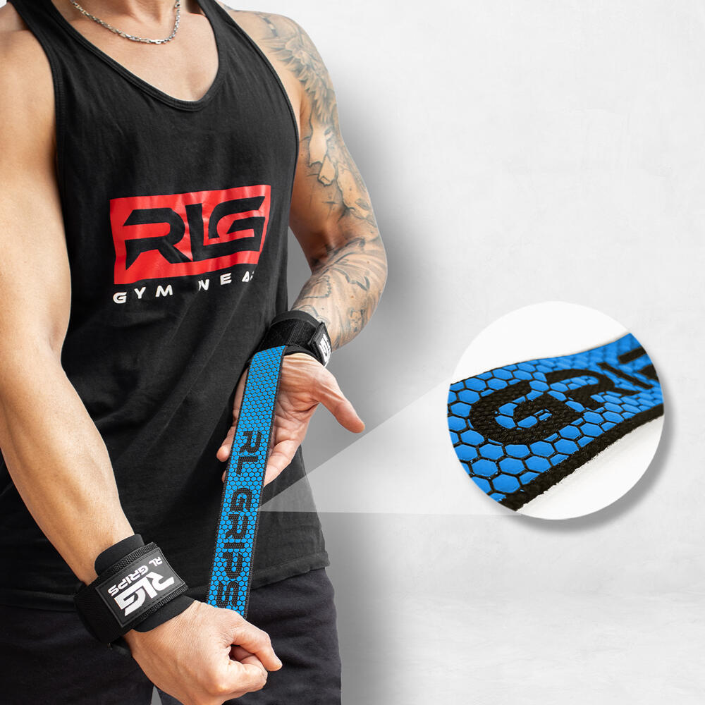 Straps Musculação Munhequeira Levantamento de Pesos Grip Antiderrapante Azul 5/6