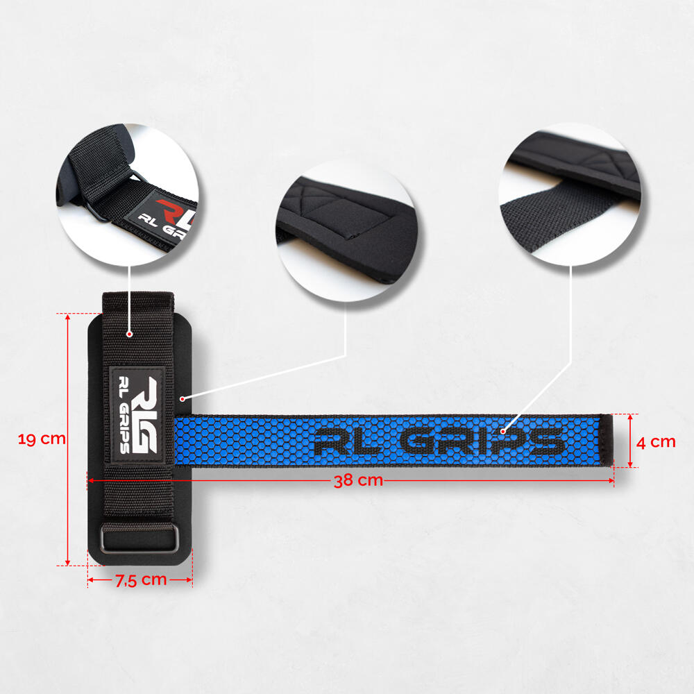 Straps Musculação Munhequeira Levantamento de Pesos Grip Antiderrapante Azul 4/6