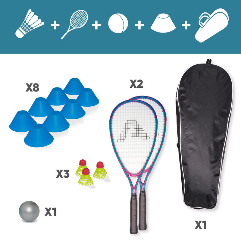 Jeu Extérieur Famille Apollo - Kit De Badminton Complet : 2 Raquettes En Carbone Composite, Volants Et Sac - Idéal Pour Débutants, Sport En Famille Ou Entre Amis Badminton Débutants Famille