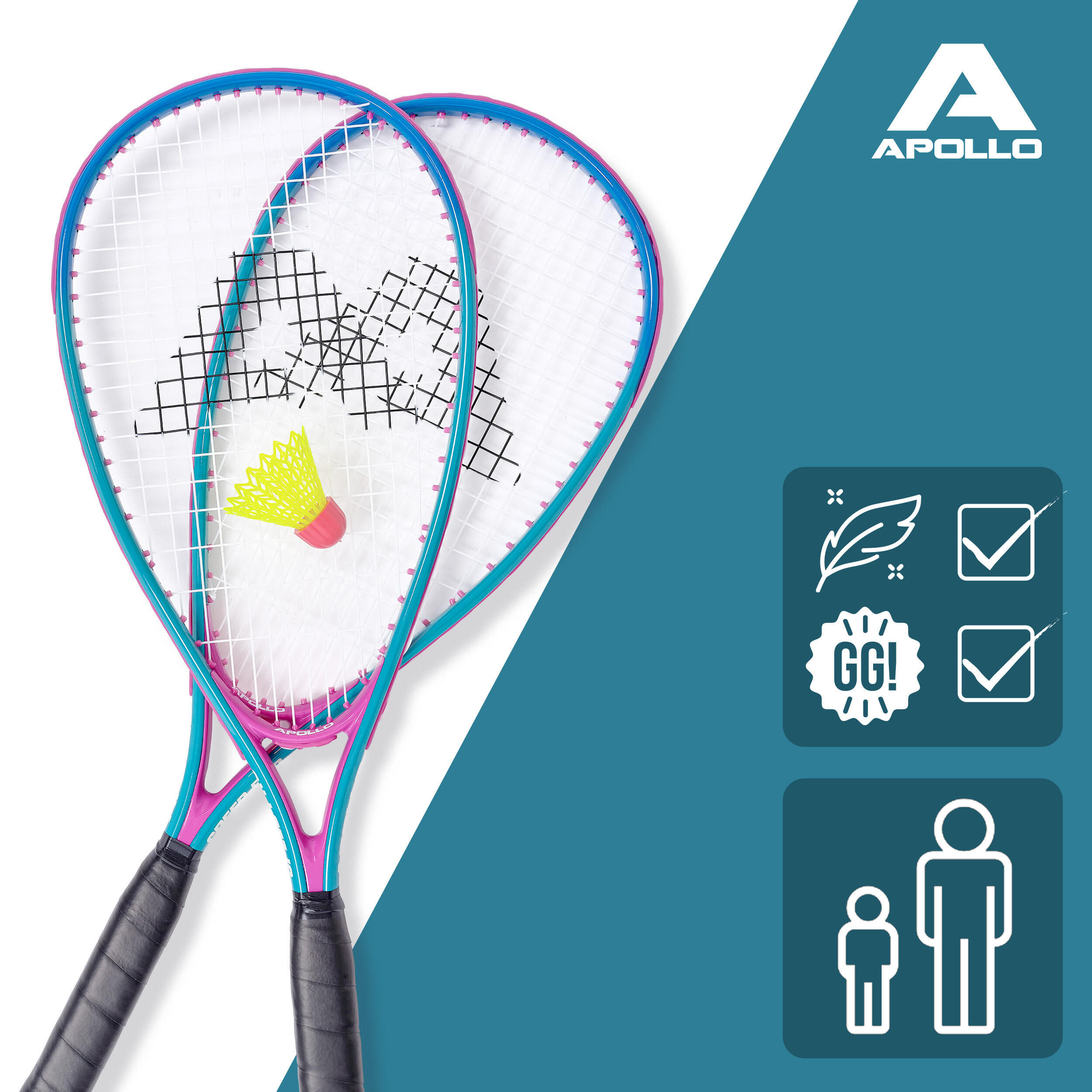 Set Speed Badminton avec sac Apollo 2 raquettes aluminium 6/7