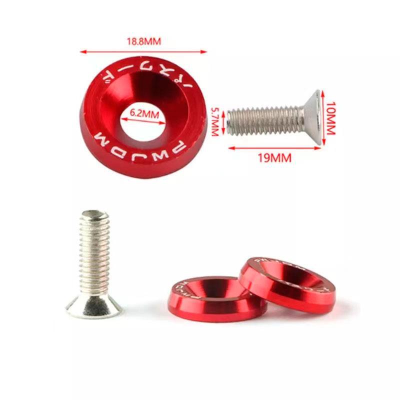 Arandela JDM roja con tornillos M6x16  - 10uds 3/5