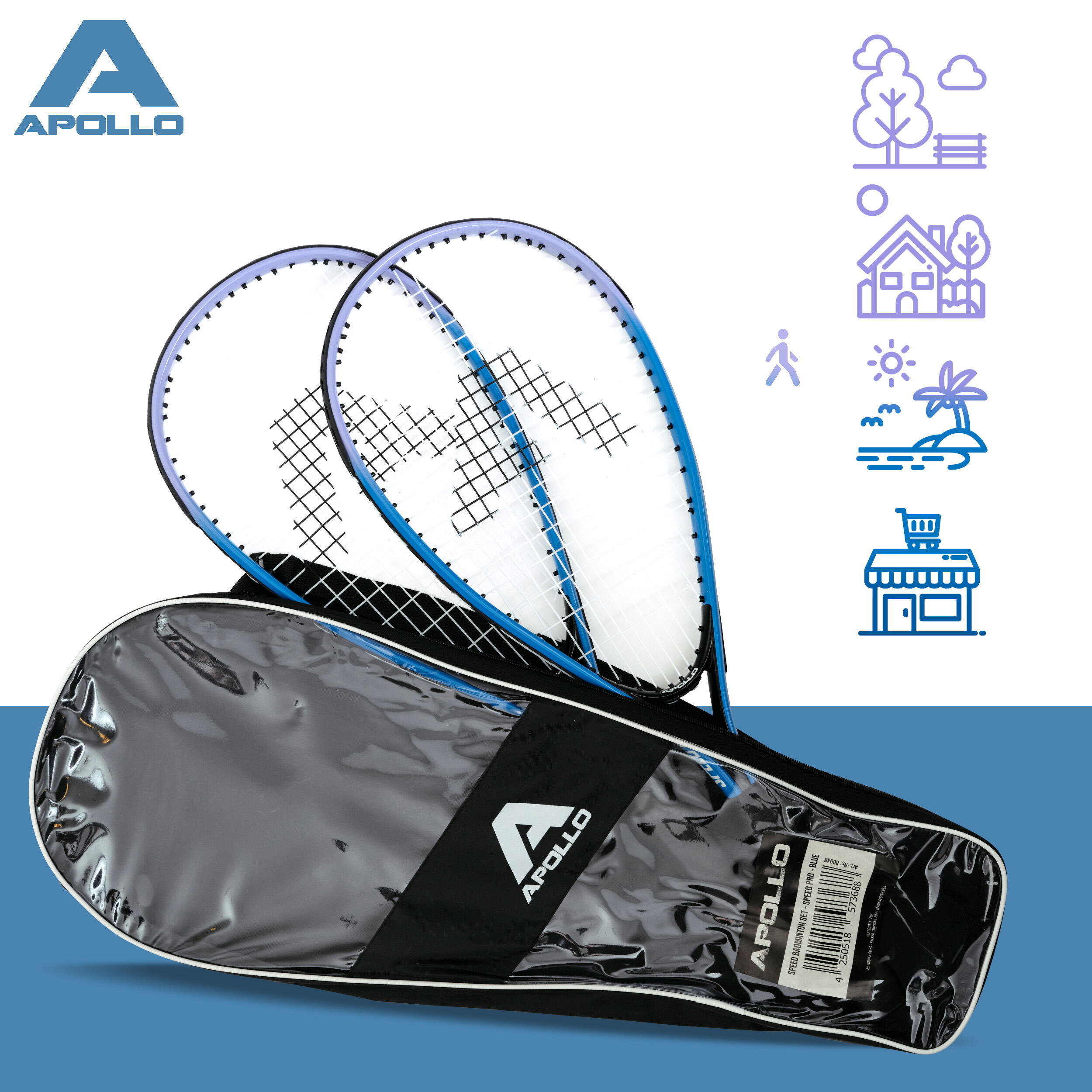 Set Speed Badminton avec sac Apollo 2 raquettes aluminium 7/7