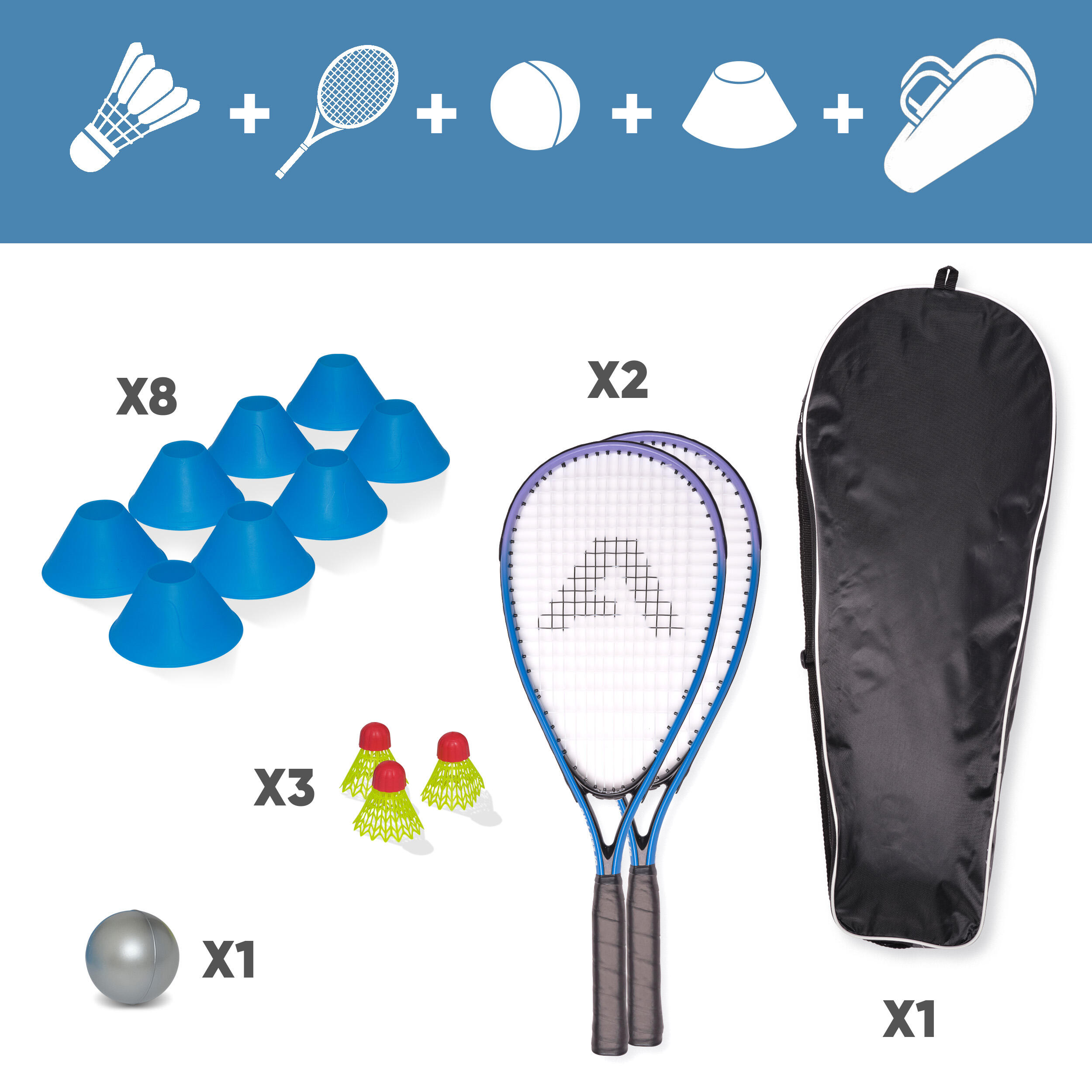 Set Speed Badminton avec sac Apollo 2 raquettes aluminium 5/7