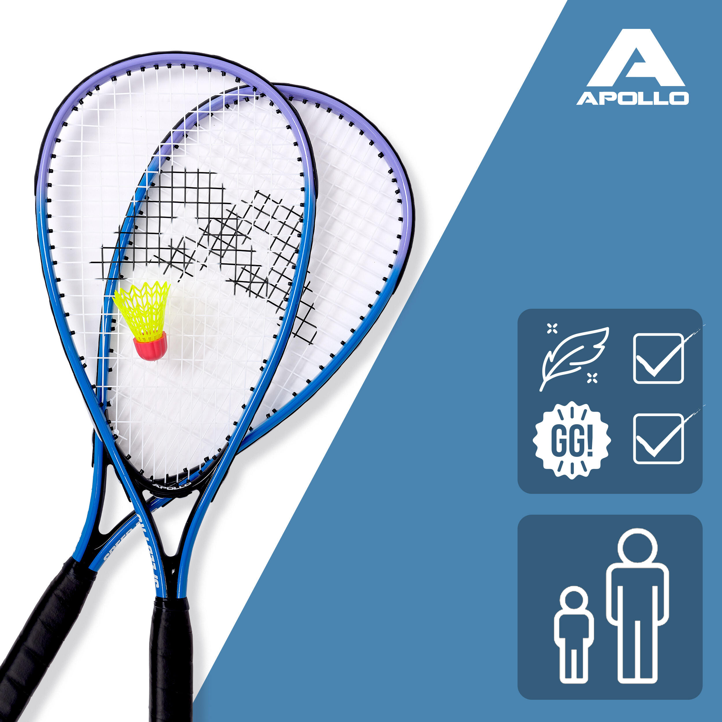Set Speed Badminton avec sac Apollo 2 raquettes aluminium 6/7