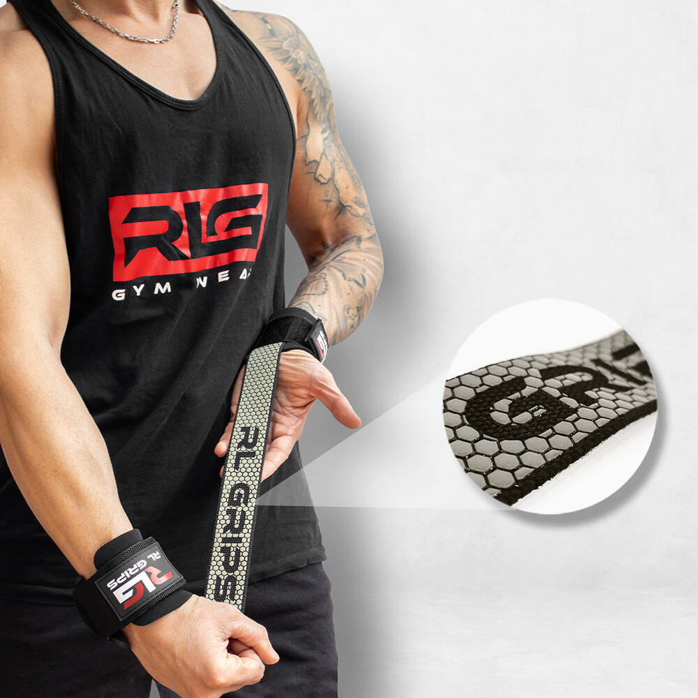 Straps Musculação Munhequeira Levantamento de Pesos Grip Antiderrapante Cinzento 5/6