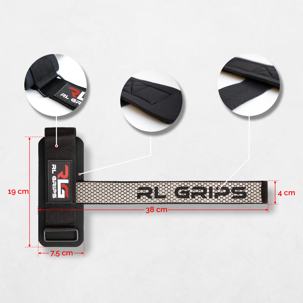 Straps Musculação Munhequeira Levantamento de Pesos Grip Antiderrapante Cinzento 4/6