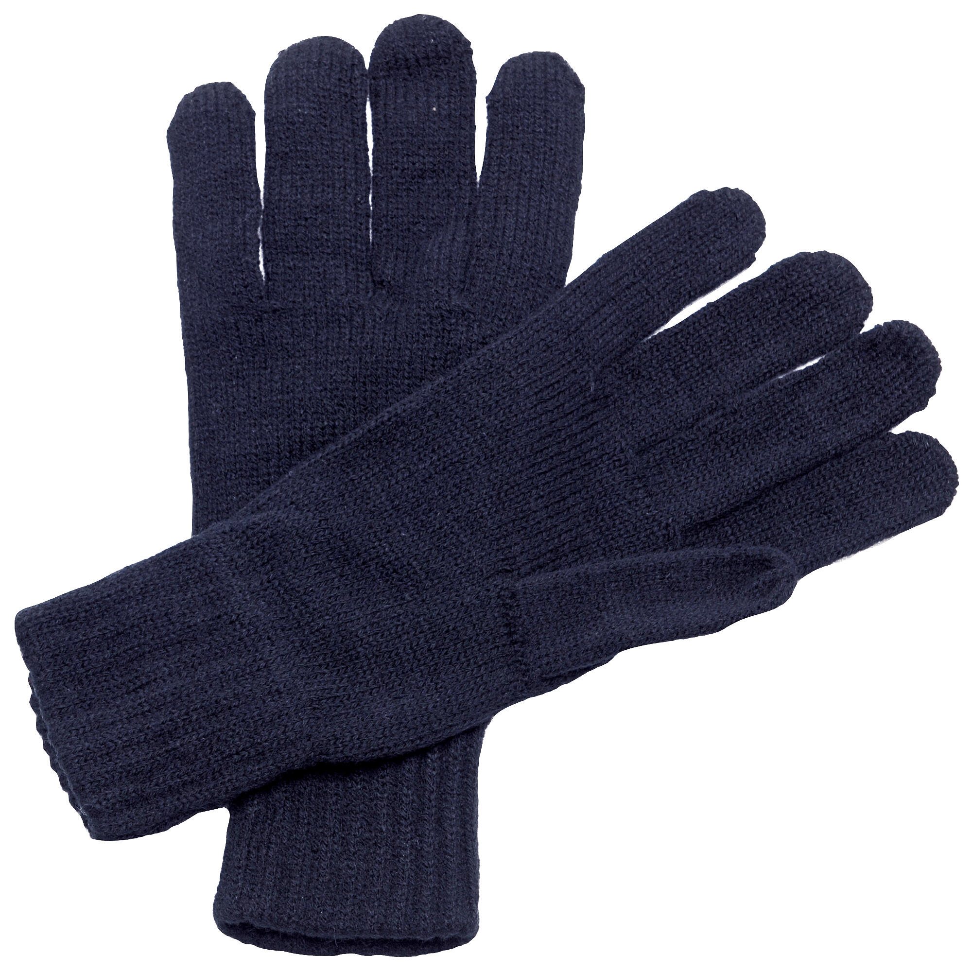 Unisex Winter StrickHandschuhe Damen und Herren Marineblau 2/3