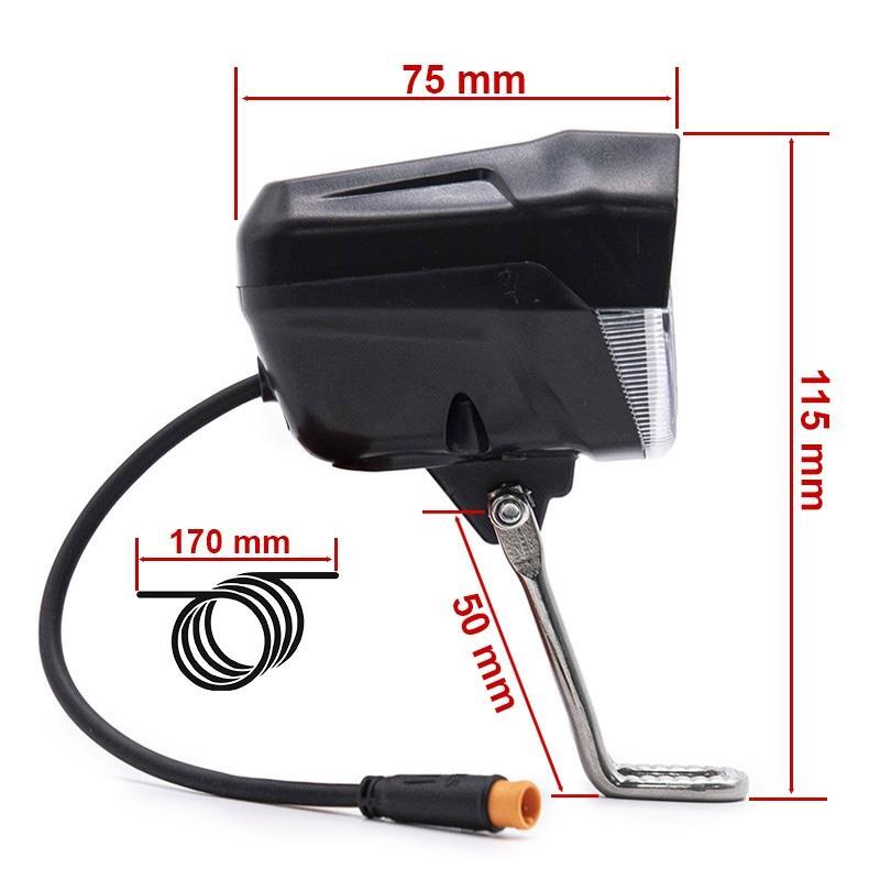 Faro led con claxon negro 12-72v con conector waterproof 3/5