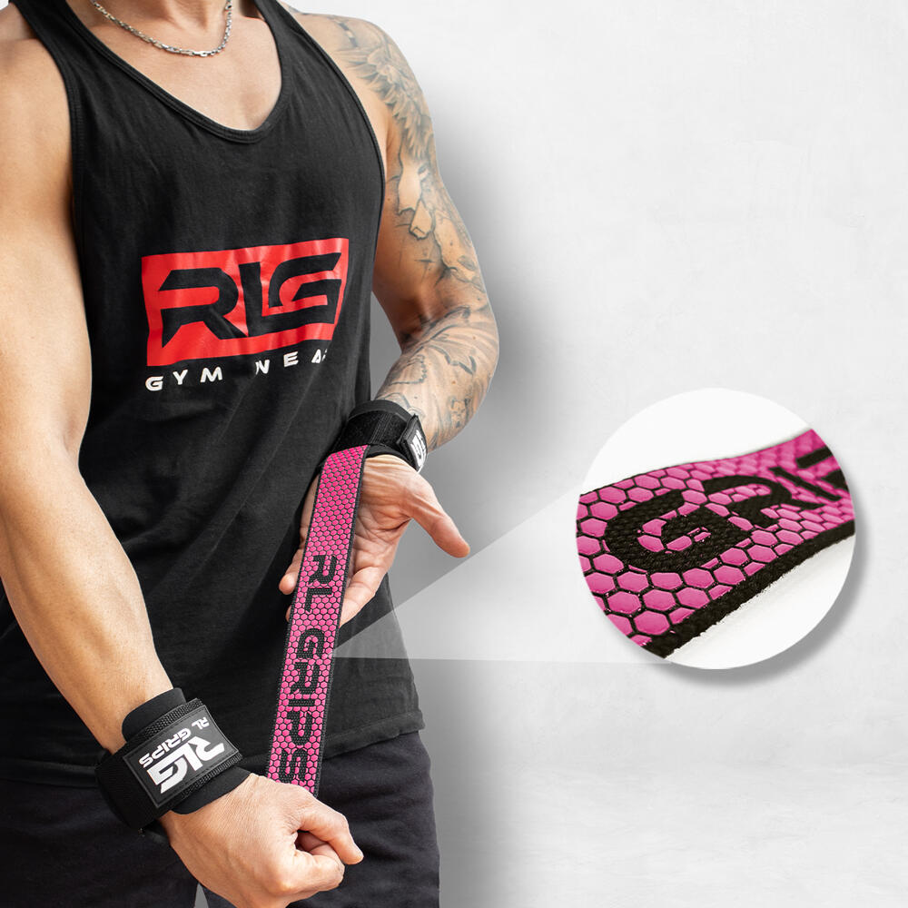 Straps Musculação Munhequeira Levantamento de Pesos Grip Antiderrapante Rosa 5/6
