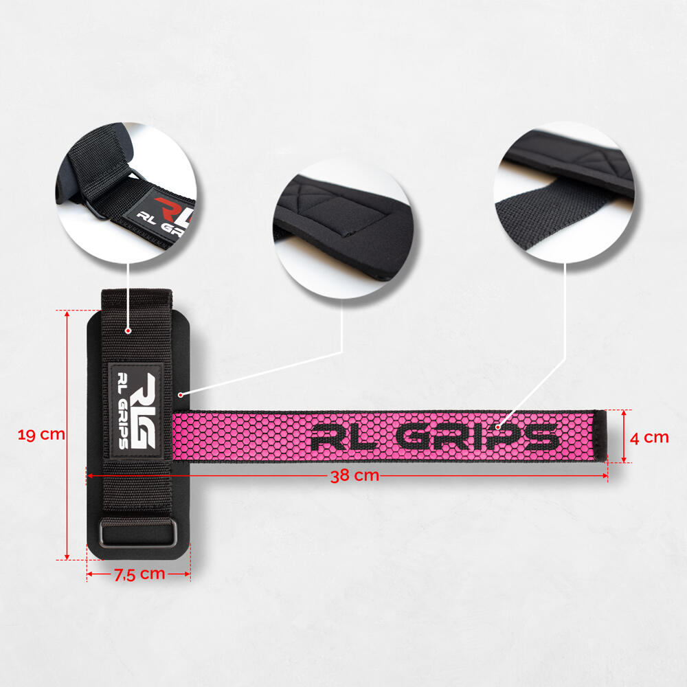 Straps Musculação Munhequeira Levantamento de Pesos Grip Antiderrapante Rosa 4/6