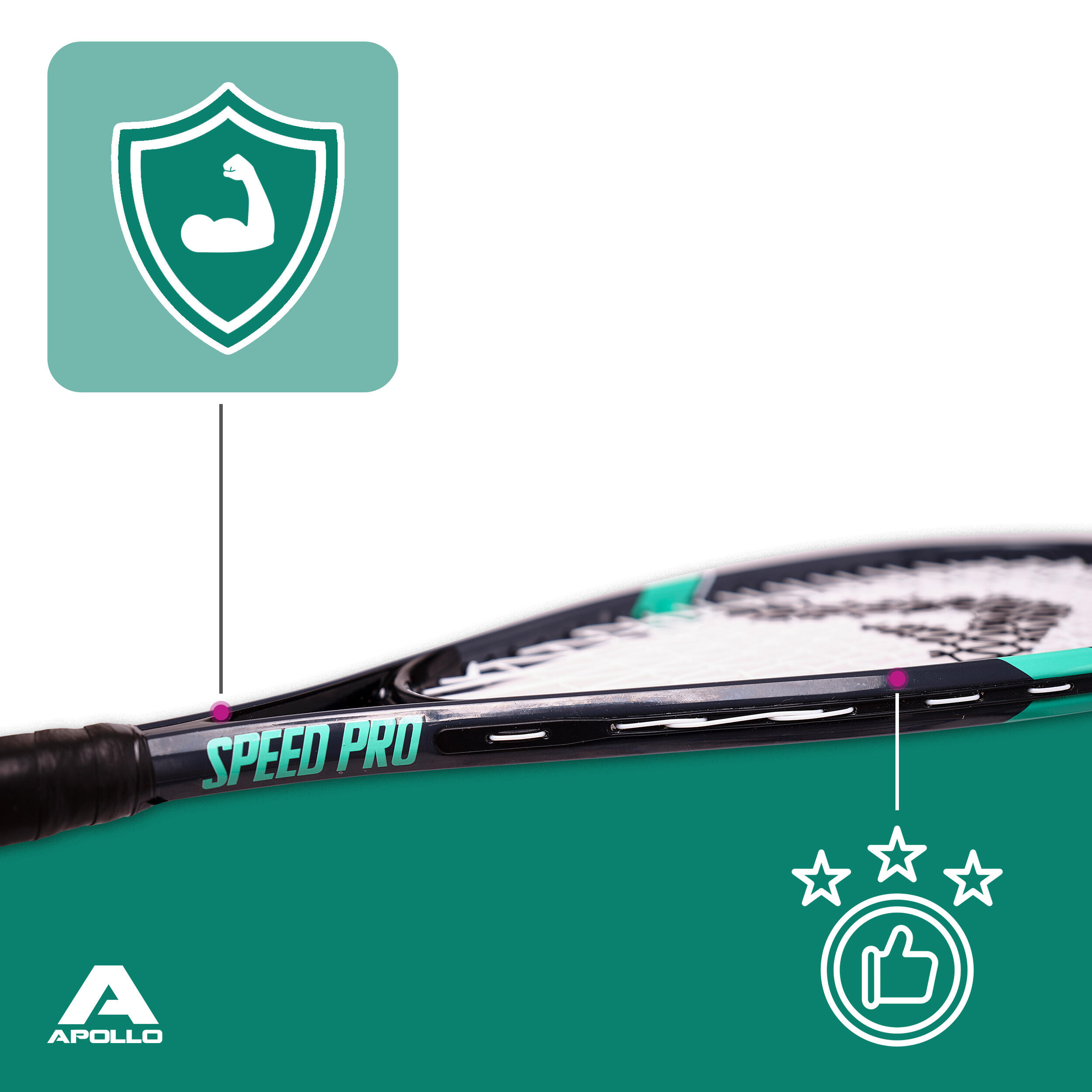 Set Speed Badminton con bolsa Apollo 2 raquetas aluminio 2/7