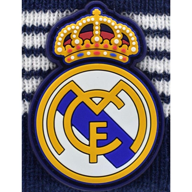 Căciulă de iarnă Real Madrid cu dungi albe pentru copii