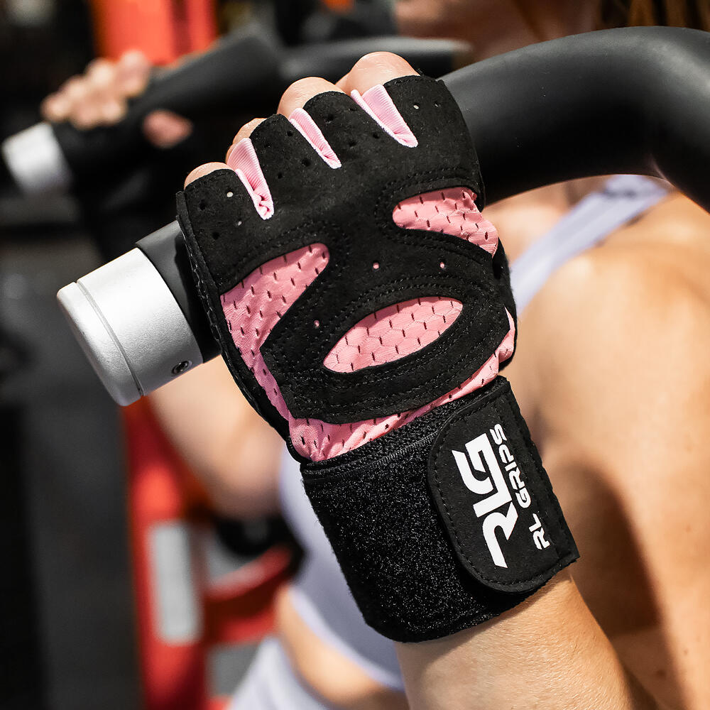 Luvas de Ginásio com Apoio de Pulso RL Grips para Pesos - Rosa 2/7