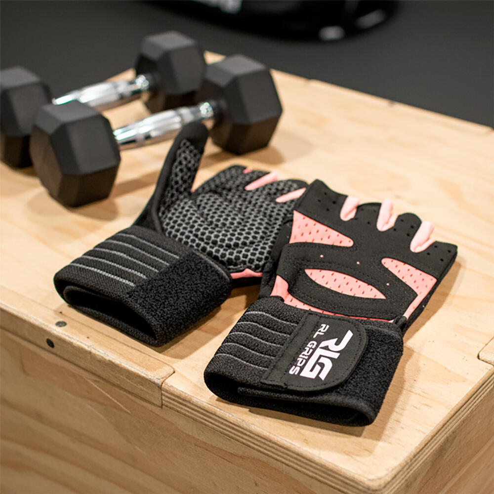 Luvas de Ginásio com Apoio de Pulso RL Grips para Pesos - Rosa 7/7
