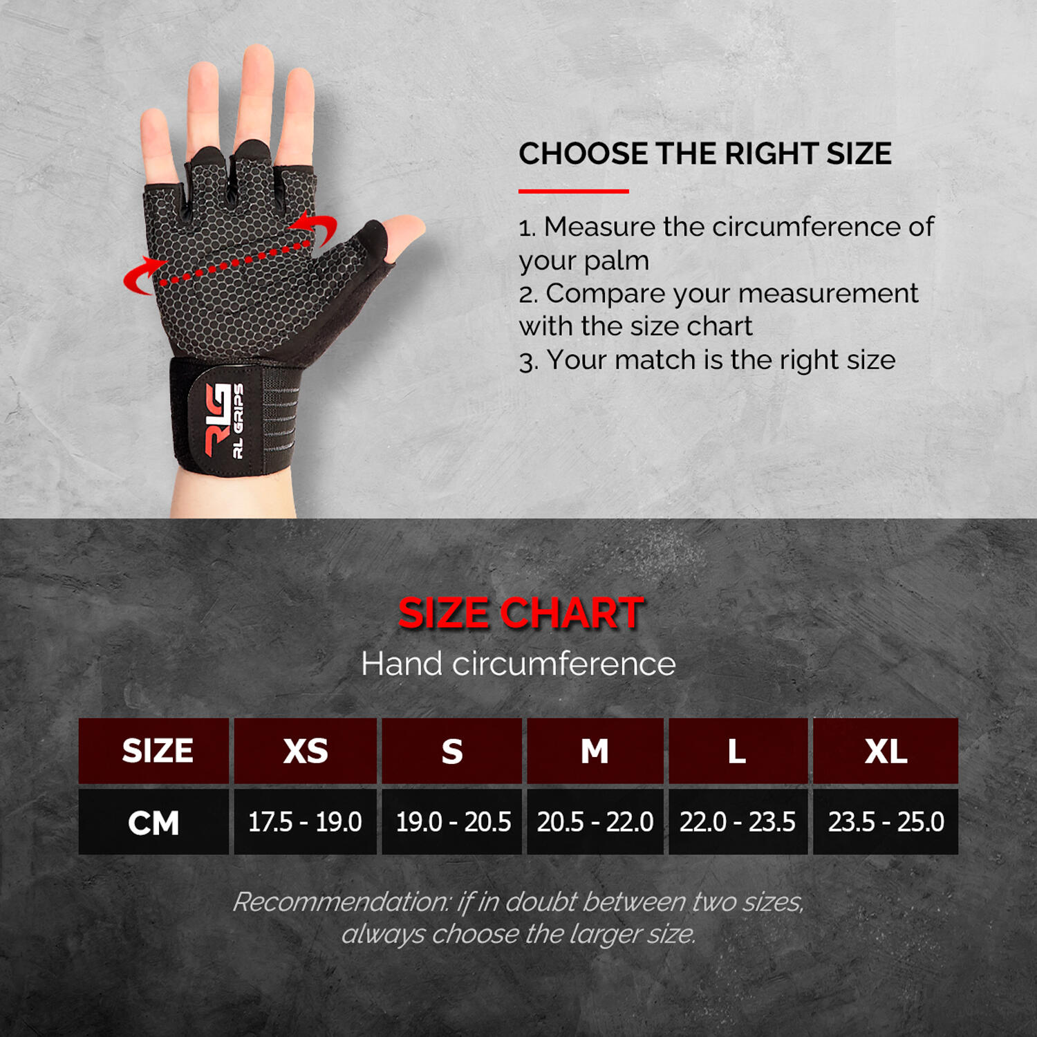 Guantes Gimnasio con Muñequera RL Grips para Pesas y Musculación Fitness - Negro 4/7