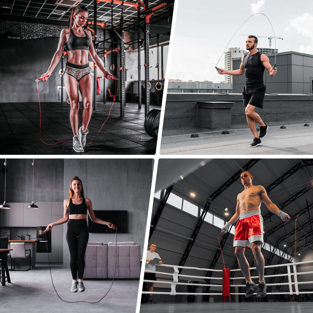 Corda de velocidade profissional ergonómica para boxe e cross RL Grips Vermelha 7/7