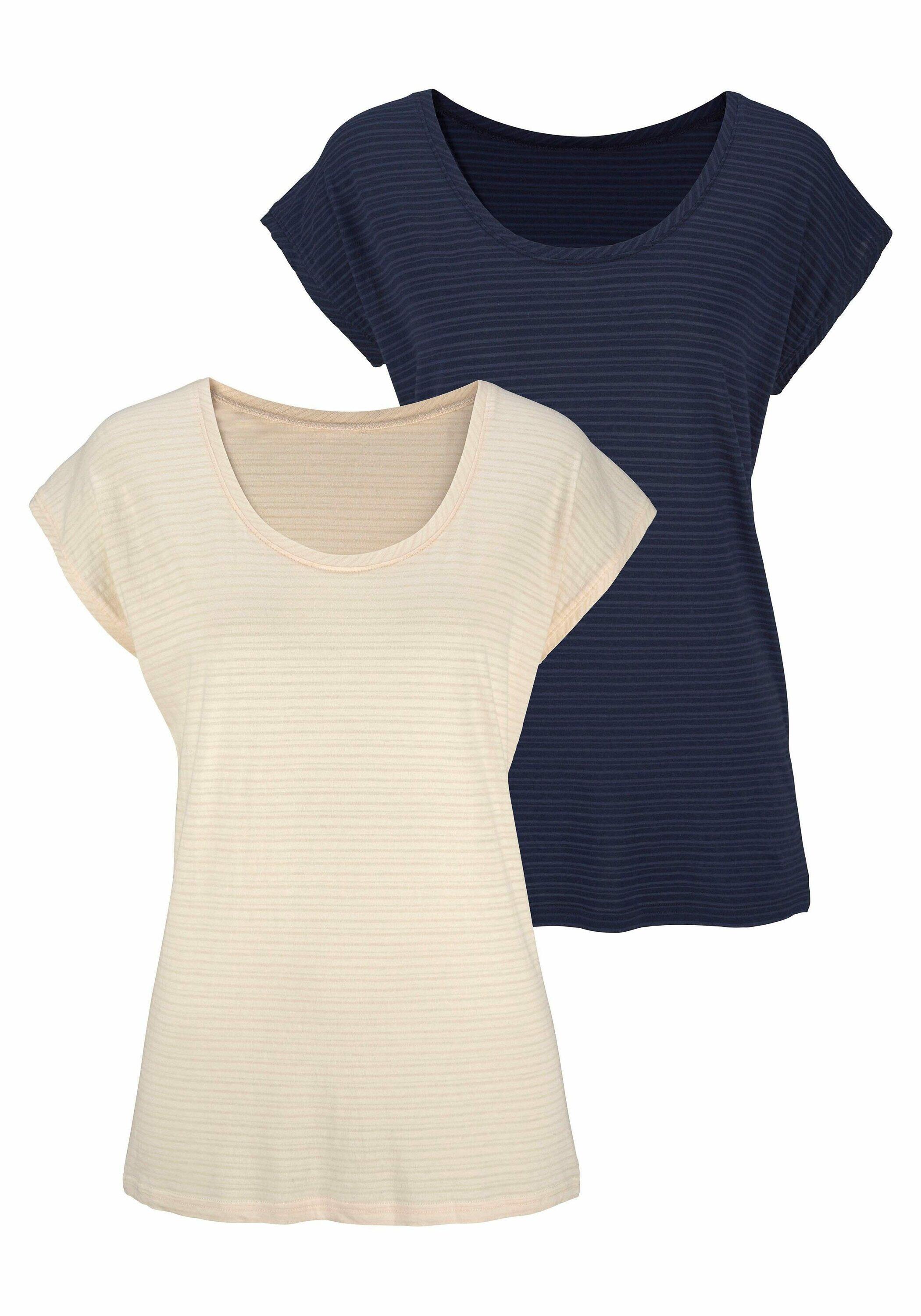 Damen Beachtime T-Shirts (2 Stück) mit feinem Streifen 7/7
