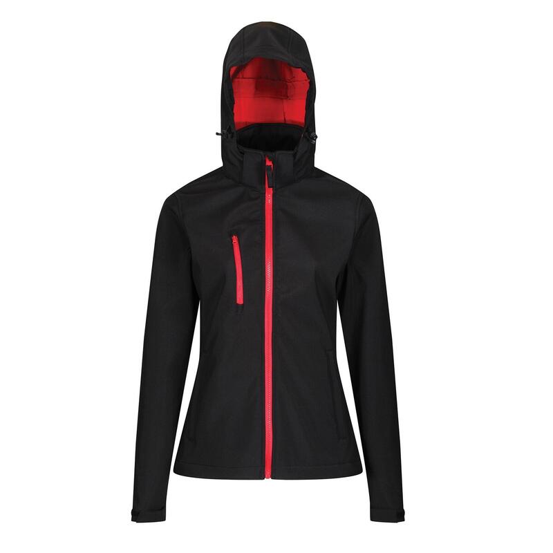 Dames 3 Layer Membrane Soft Shell Jas (Zwart/Rood)