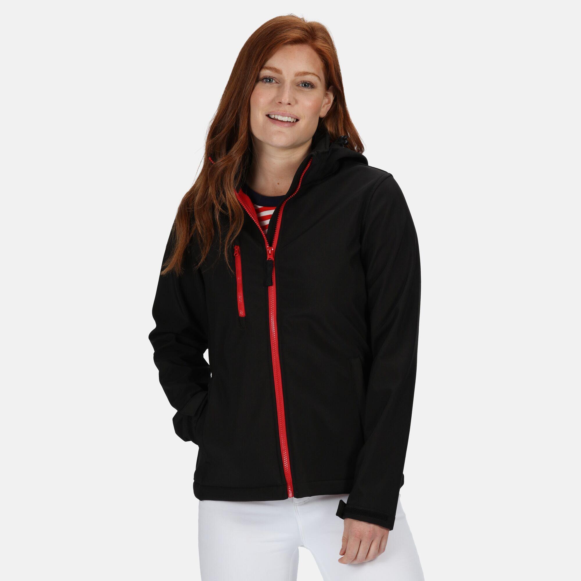 Womens/Ladies Venturer 3 Layer Membrane Soft Shell Jacket (Black/Red) 3/4