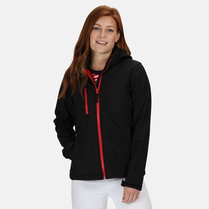 Dames Venturer 3lagige Membraan Soft Shell Jacket (Zwart/Rood)