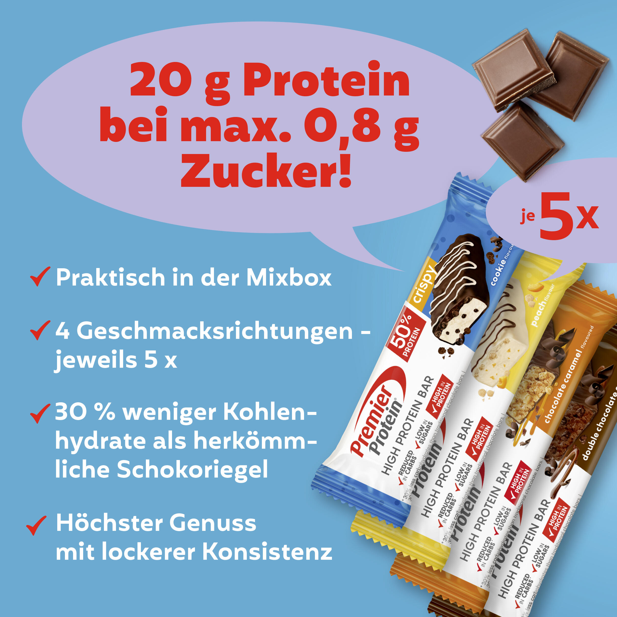 High Protein Bar 50% - Multiflavorbox 4x(5x40g) Multiflavour 3/7