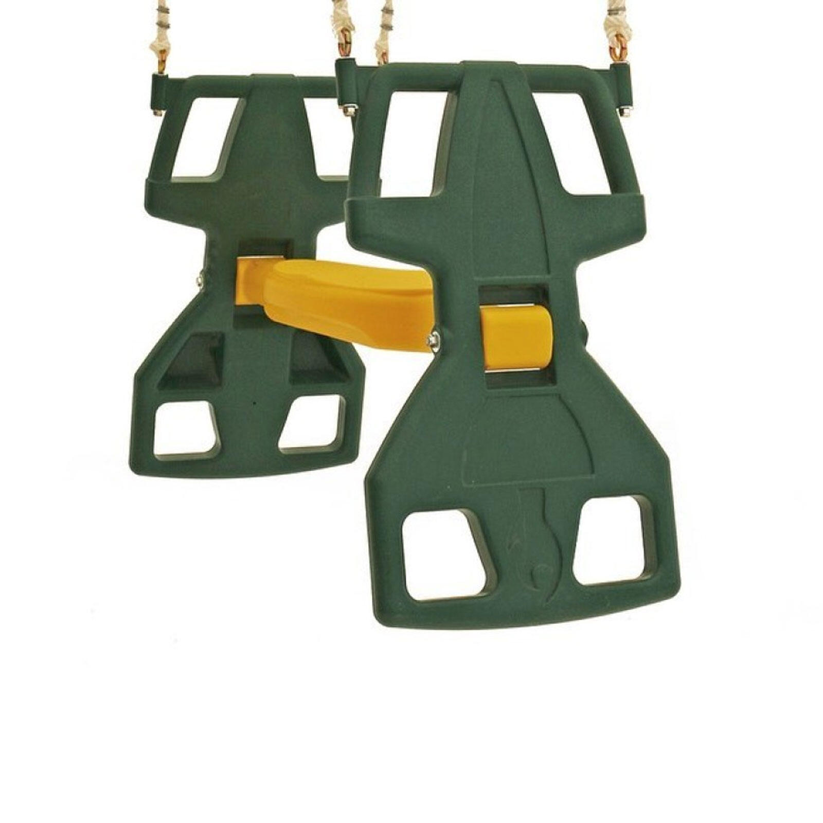 Plastic Duo Back to Back Swing Seat - Green and Yellow.