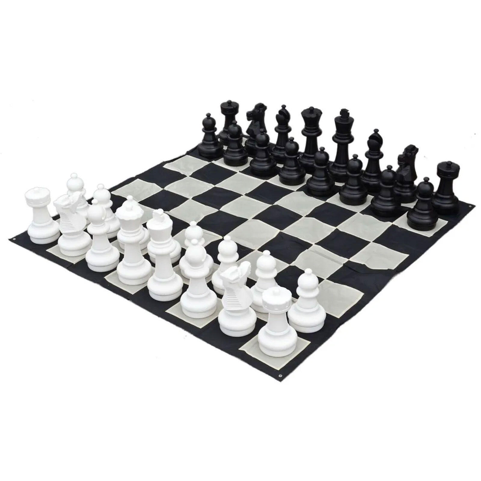 Large 60cm (24 Inch) Plastic Chess, Checkers, Mat and Bag Package