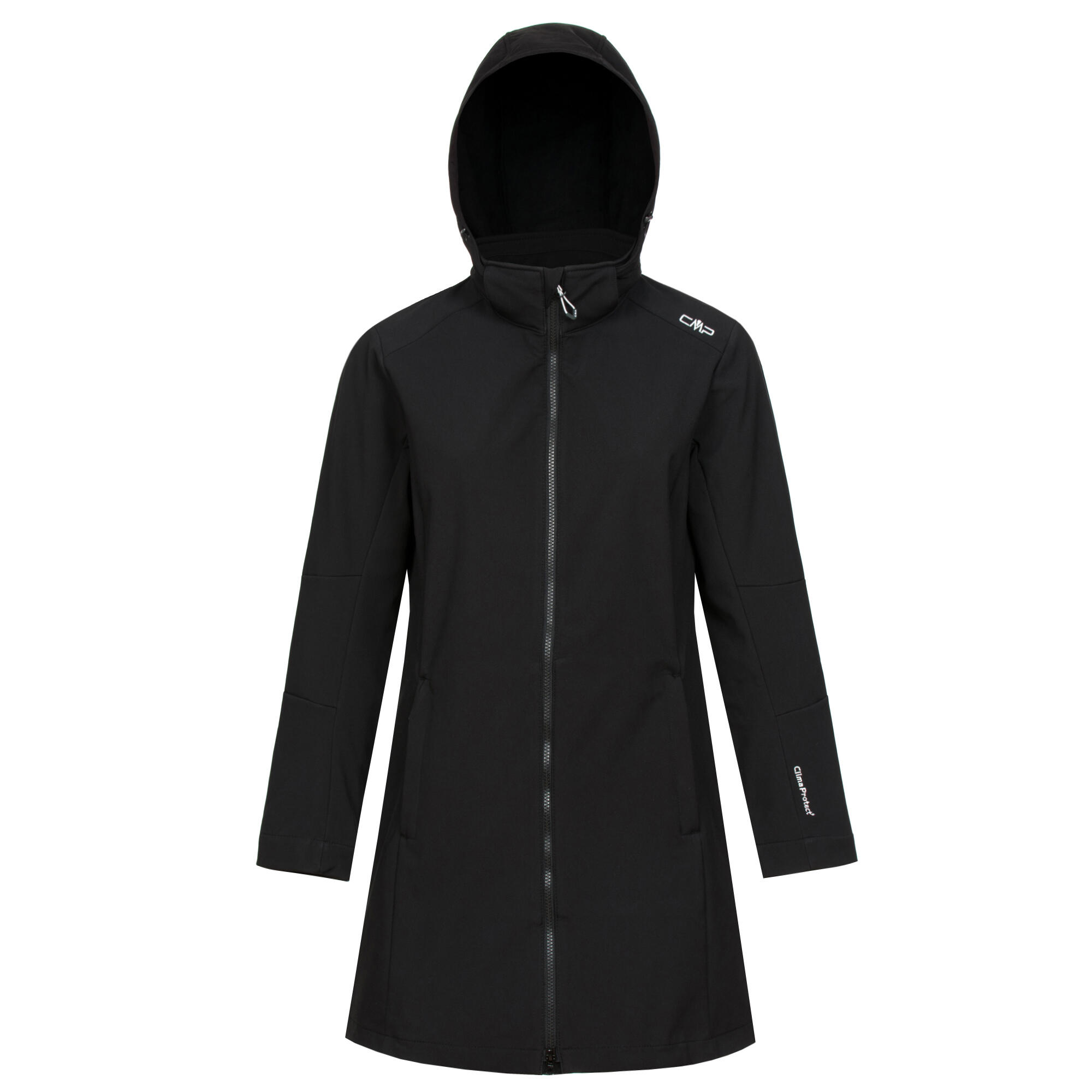 Cmp Parka Feminina Com Capuz E Fecho De Correr Preto da Decathlon