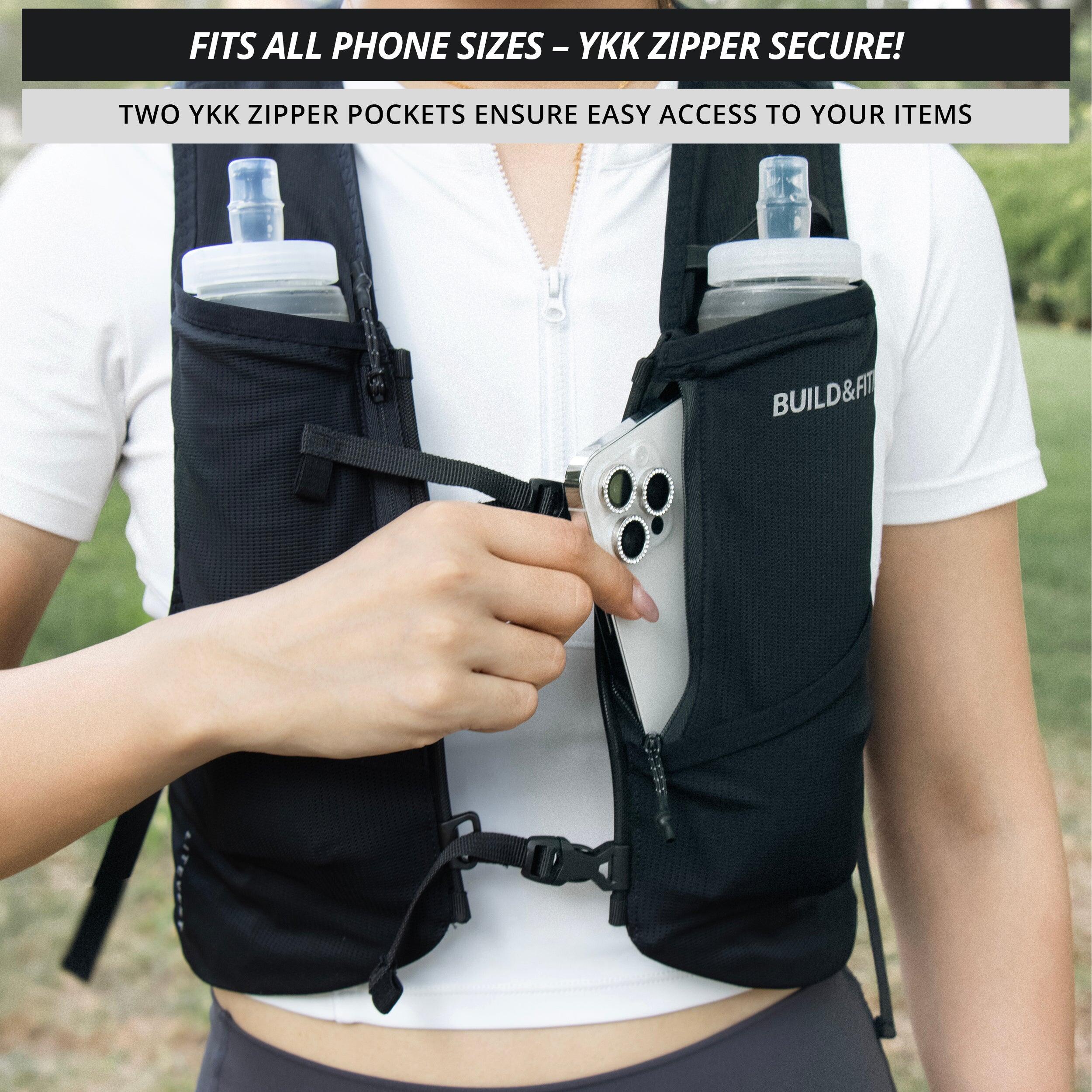 Build & Fitness LITEVEST Black Running Vest (S/M) WITH 2 500 ml soft flasks Litevest™ Running Vest – Build & Fitness® main image 4