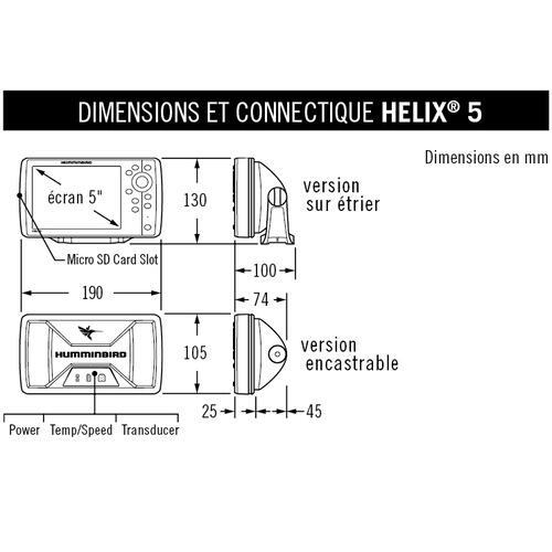 Sondeur HELIX 5 G2 HD, sonde Tableau Arrière