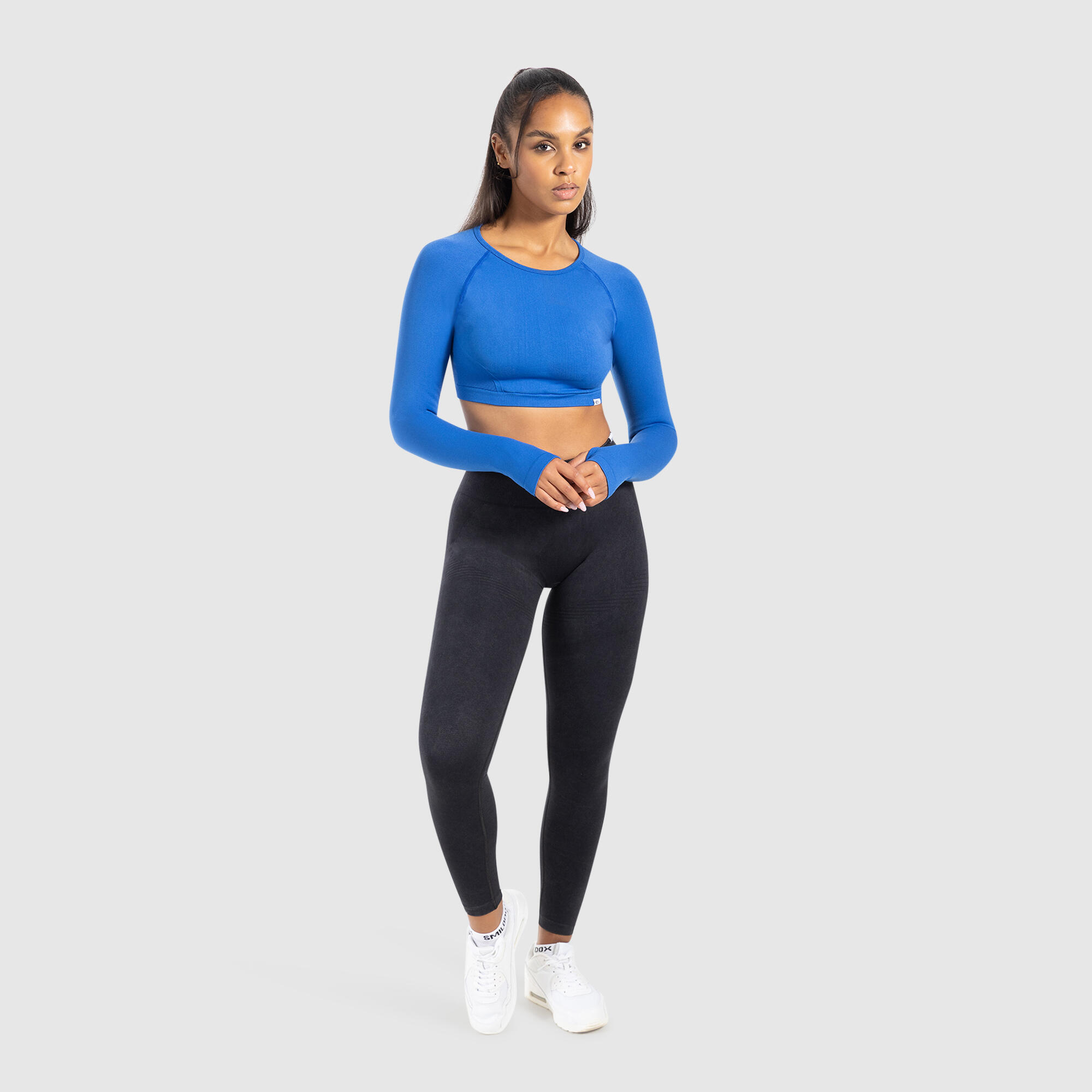 Damen Crop Longsleeve Linnea Blau 3/5