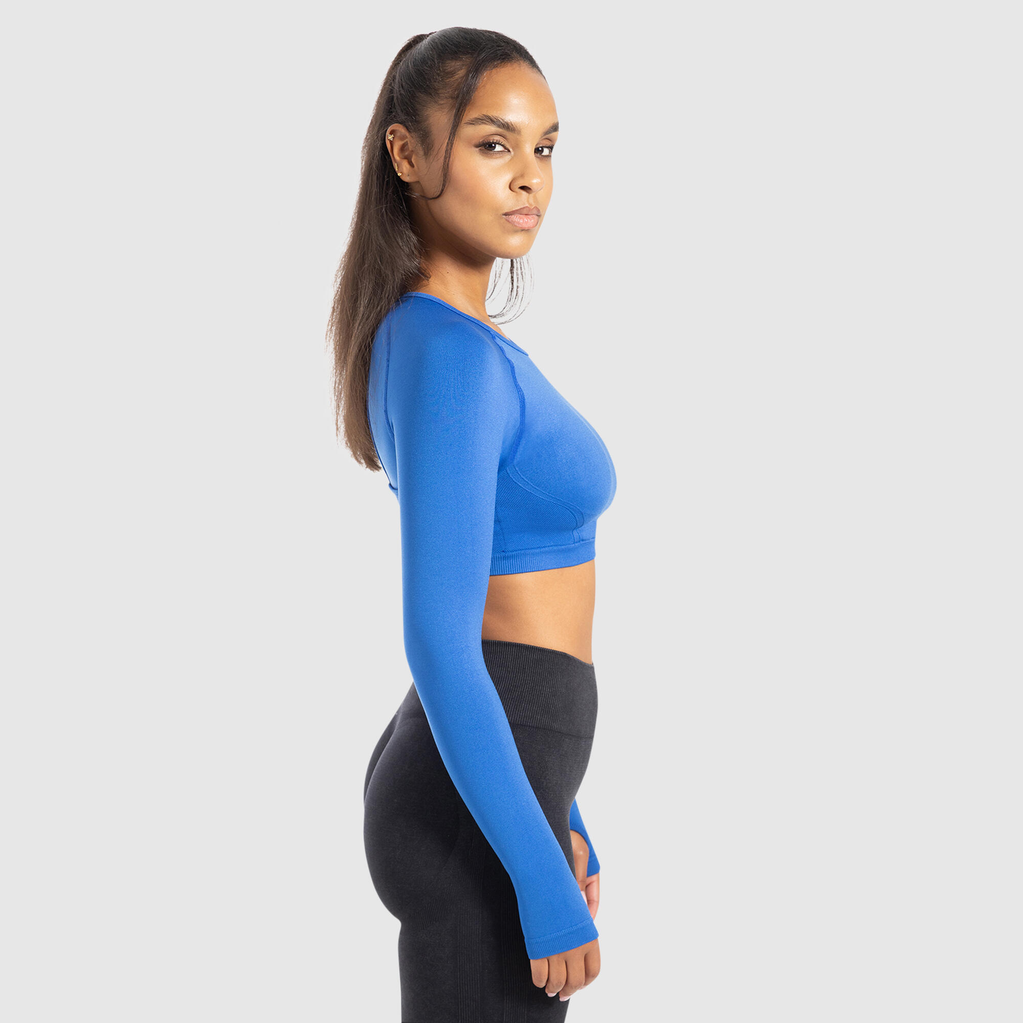 Damen Crop Longsleeve Linnea Blau 2/5