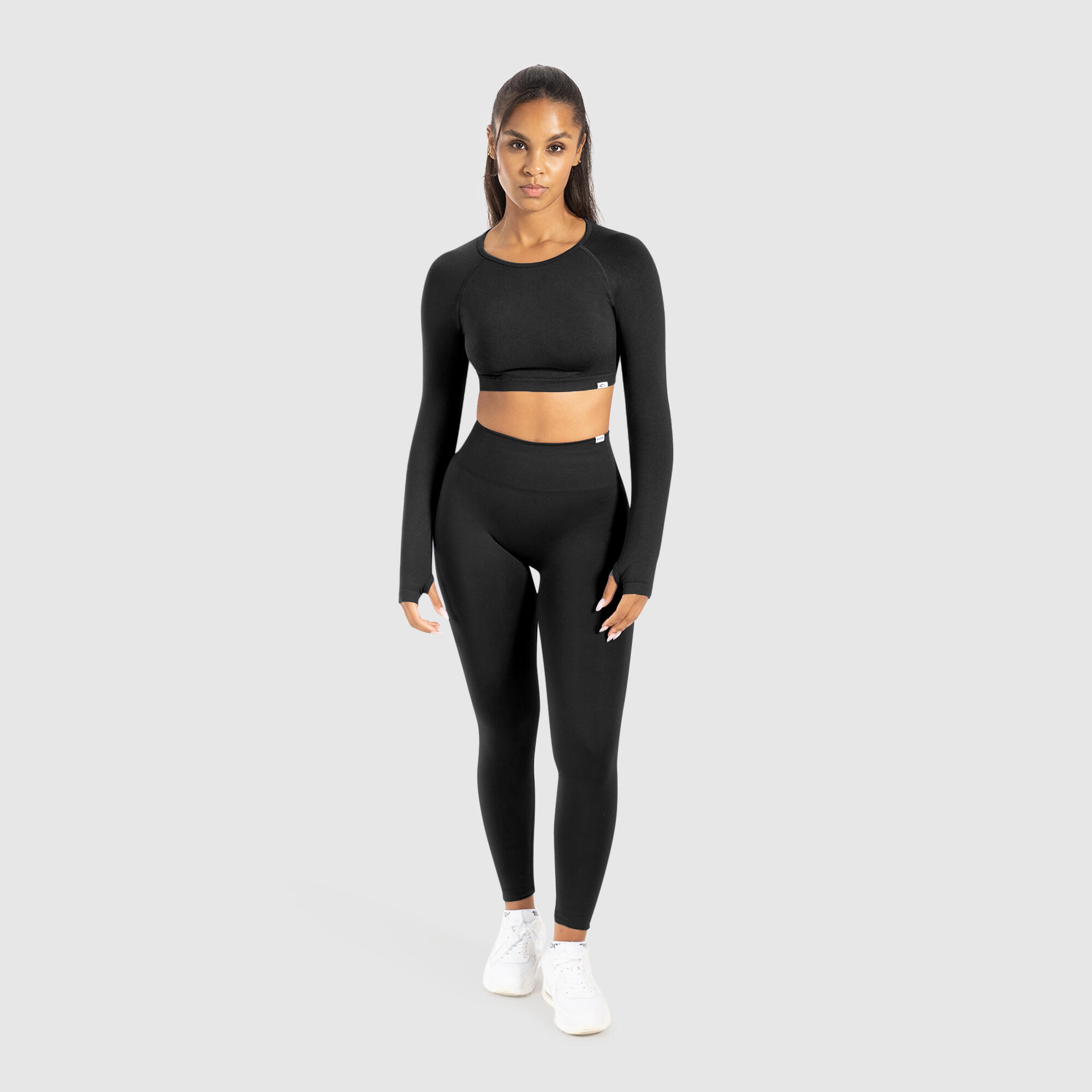Damen Crop Longsleeve Linnea Schwarz 3/5