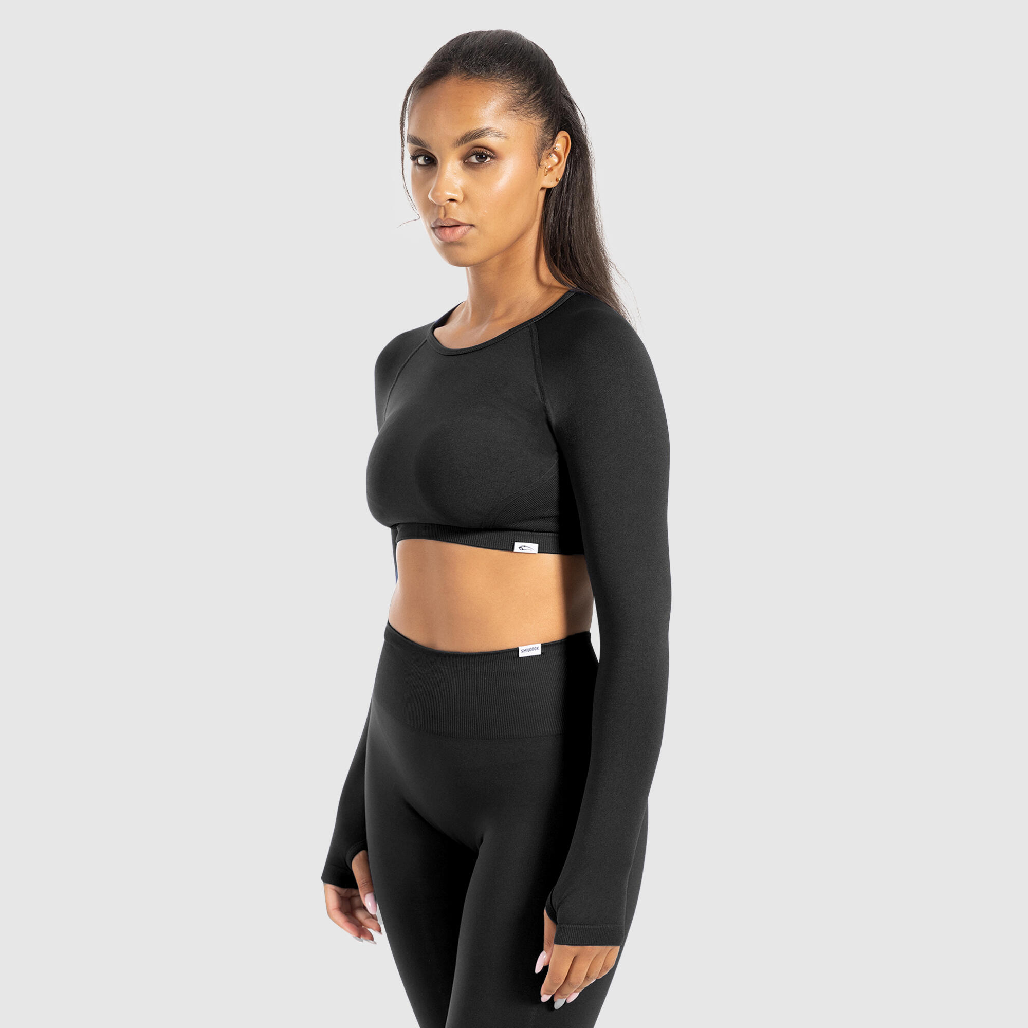 Damen Crop Longsleeve Linnea Schwarz 2/5