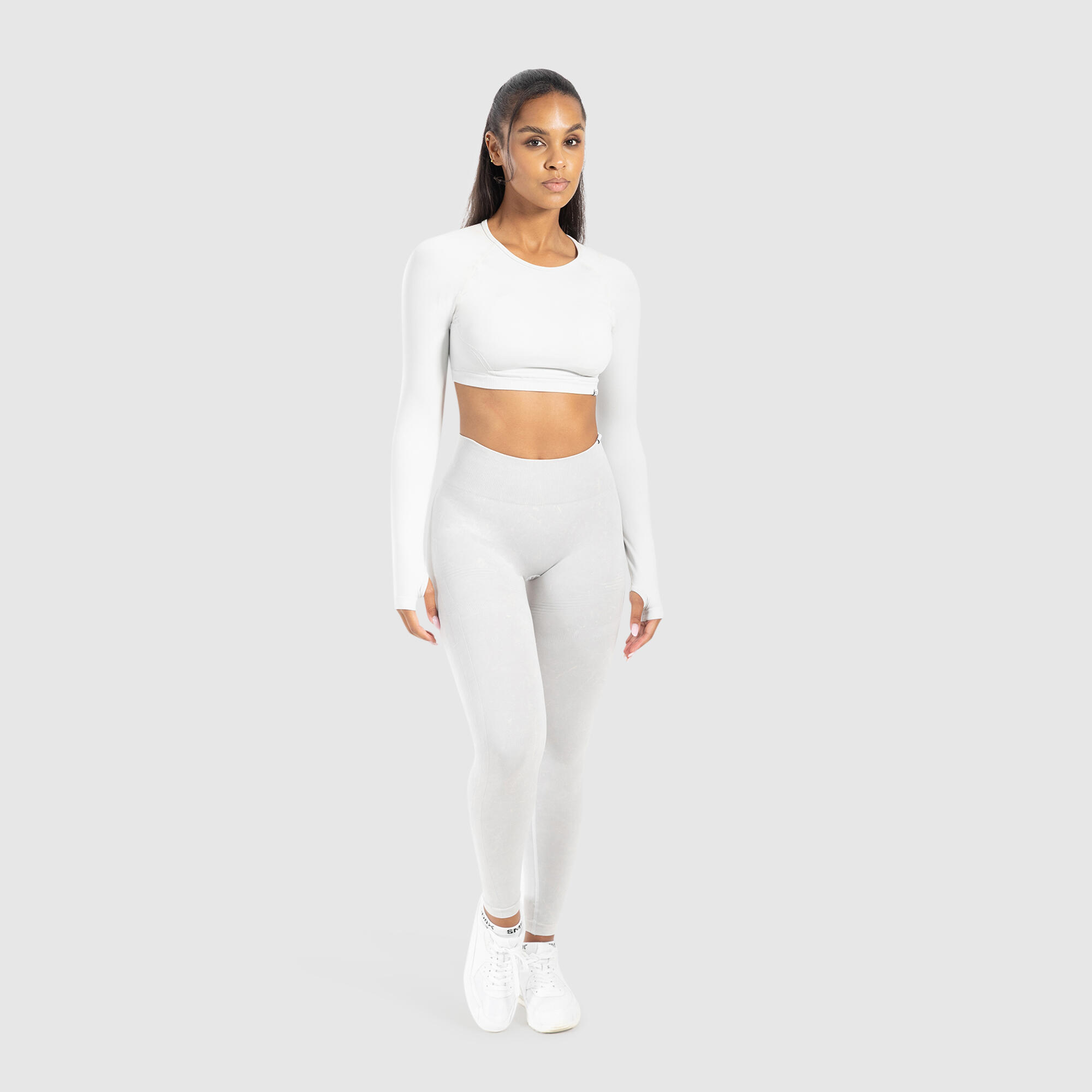 Damen Crop Longsleeve Linnea Hellgrau 3/5