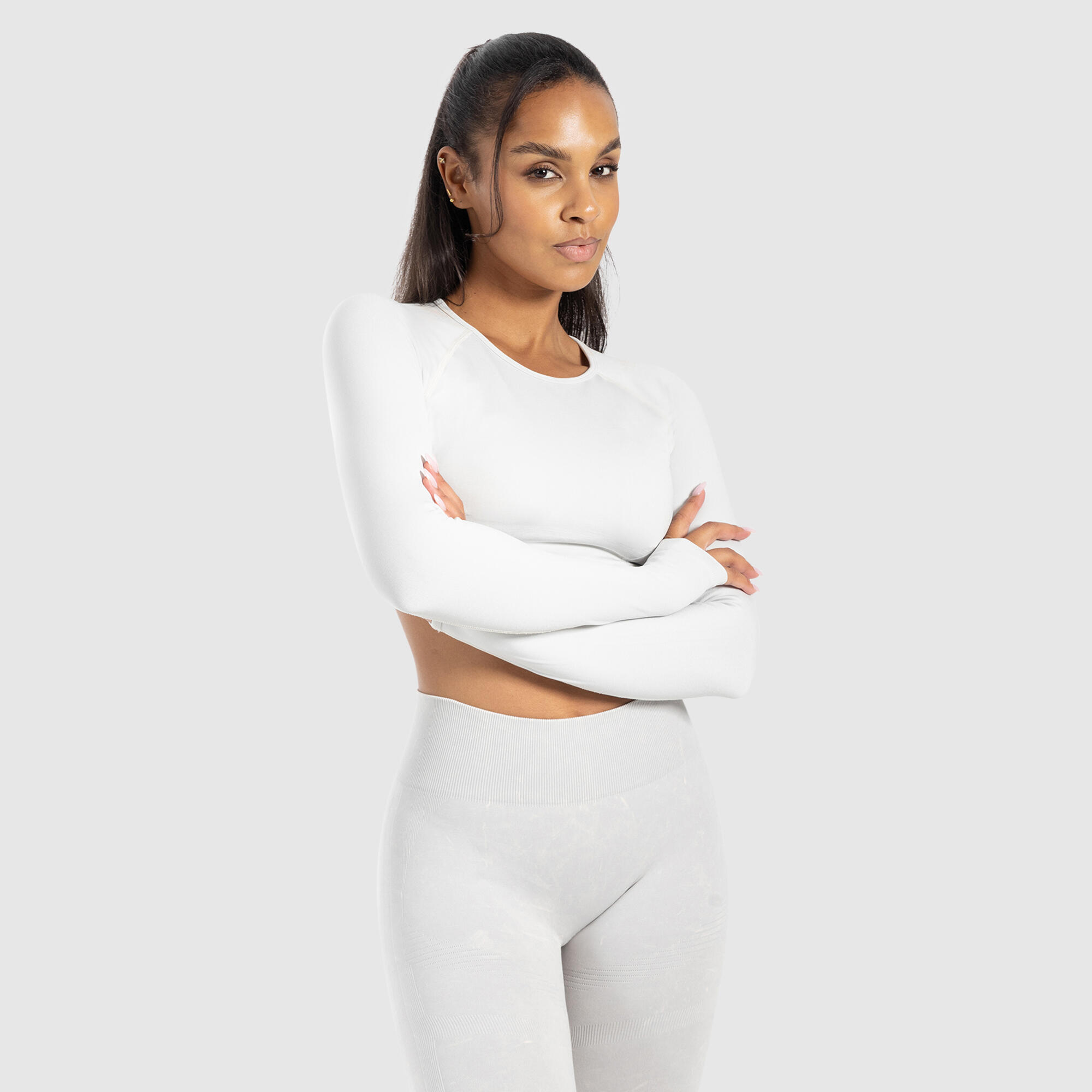 Damen Crop Longsleeve Linnea Hellgrau 2/5
