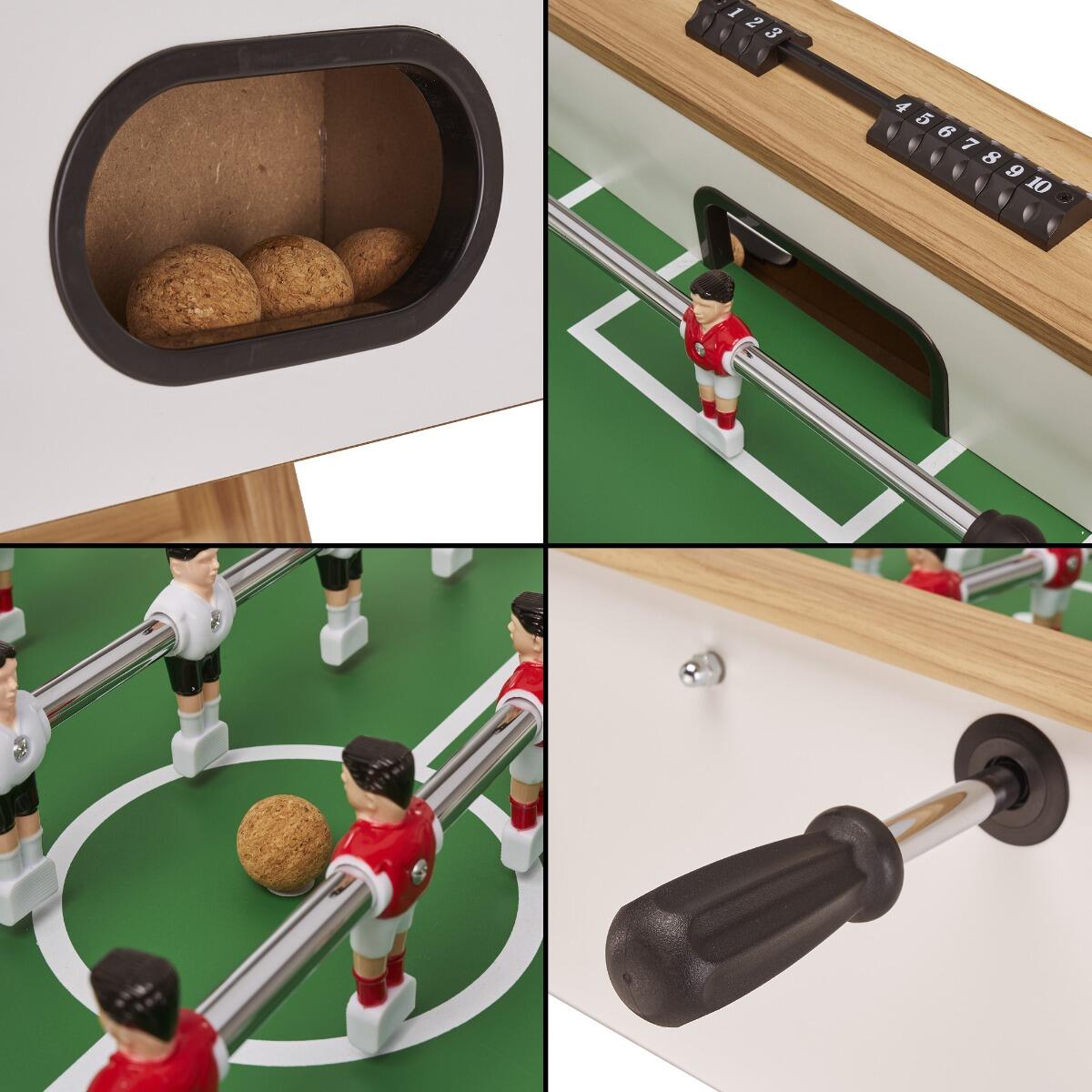Tischfußball in Weiß-Holz mit 3 Korkbällen für Erwachsene 3/5