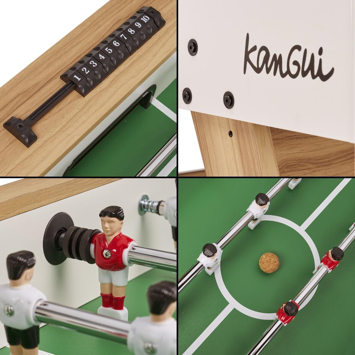 Tischfußball in Weiß-Holz mit 3 Korkbällen für Erwachsene 4/5