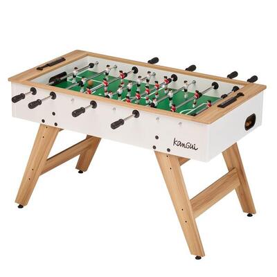 Calcio balilla per ragazzi e adulti - Bianco/legno - 3 palline in sughero