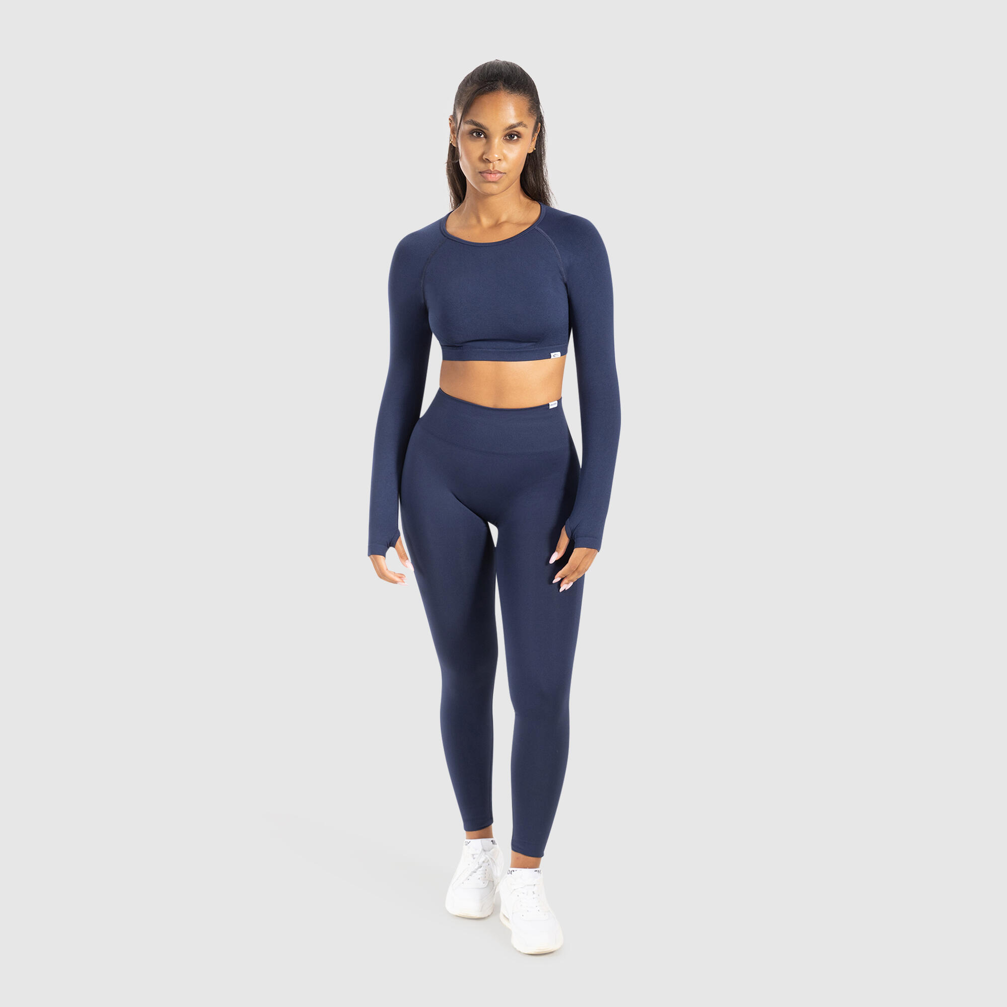 Damen Crop Longsleeve Linnea Marineblau 3/5